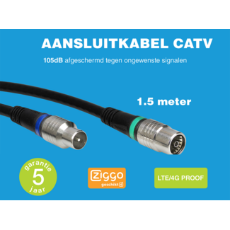 Technetix Technetix RLA++10 4G/LTE-sicher IEC (m) - IEC (w) Koaxialkabel 1,5 m