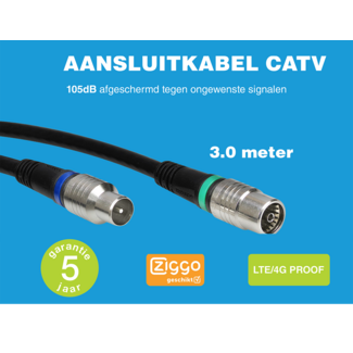 Technetix Technetix RLA++10 4G/LTE-sicher IEC (m) - IEC (w) Koaxialkabel 3m