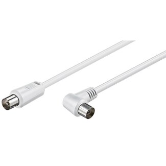 Goobay IEC-Stecker gerade - IEC-Buchse gewinkelt Koaxialkabel weiß 5 Meter
