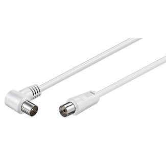 MaxTrack IEC-Kabel 10m weiß, gewinkelt auf gerade, Koaxial