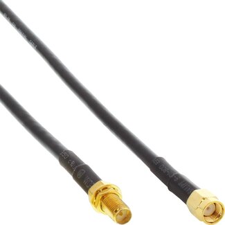 InLine RP-SMA (m) zu RP-SMA (w) Verlängerungskabel - RG58 - 50 Ohm - 1 Meter - Schwarz