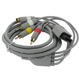 Dolphix Komposit- und S-VHS AV-Kabel für Nintendo Wii, Wii Mini und Wii U / Grau - 1,8 m