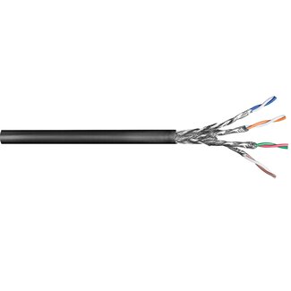 Goobay S/FTP CAT6 Gigabit Outdoor Netzwerkkabel mit Massivleitern - AWG24 / Schwarz - 100 Meter