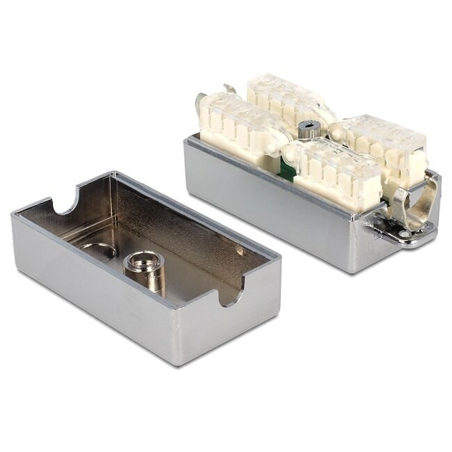 Premium Anschlussbox für F/UTP / S/FTP CAT6a Netzwerkkabel - werkzeuglos / Metall