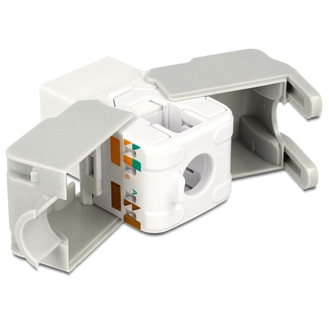 UTP CAT6 Gigabit Keystone Modul RJ45 - LSA (werkzeuglos) / Weiß/Grau