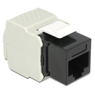 DeLOCK UTP CAT6 Gigabit Keystone Modul RJ45 - LSA (werkzeuglos) / Schwarz/Grau