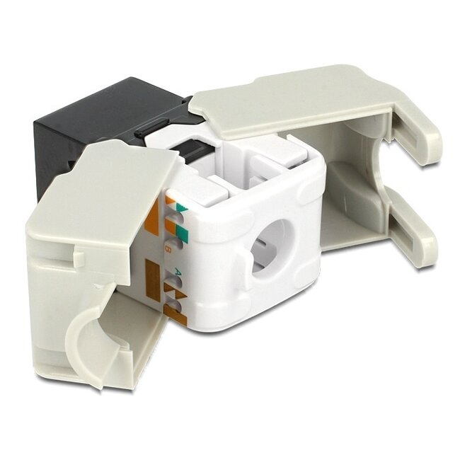 UTP CAT6 Gigabit Keystone Modul RJ45 - LSA (werkzeuglos) / Schwarz/Grau
