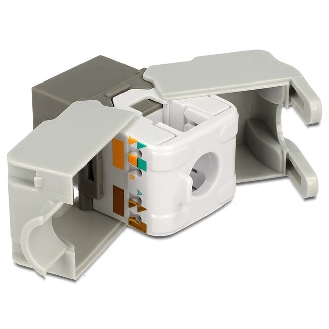 UTP CAT6 Gigabit Keystone Modul RJ45 - LSA (werkzeuglos) / Grau/Grau