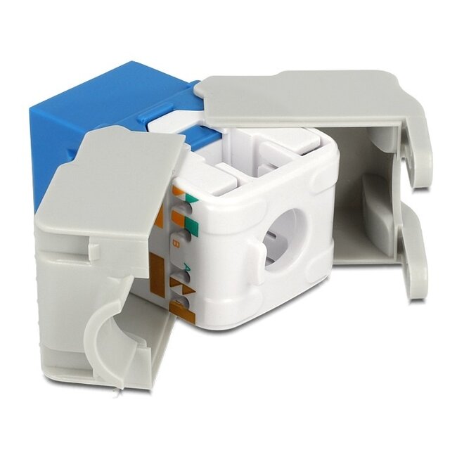 UTP CAT6 Gigabit Keystone Modul RJ45 - LSA (werkzeuglos) / blau/grau
