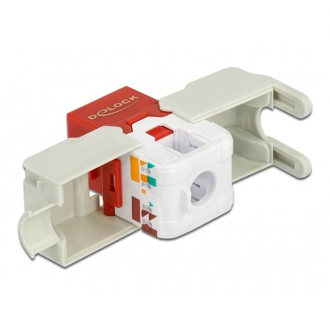 UTP CAT6 Gigabit Keystone Modul RJ45 - LSA (werkzeuglos) / Rot/Grau