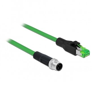 DeLOCK M12 4-pol D-codiert RJ45 Industrie-Netzwerkkabel Profinet PVC 2 Meter