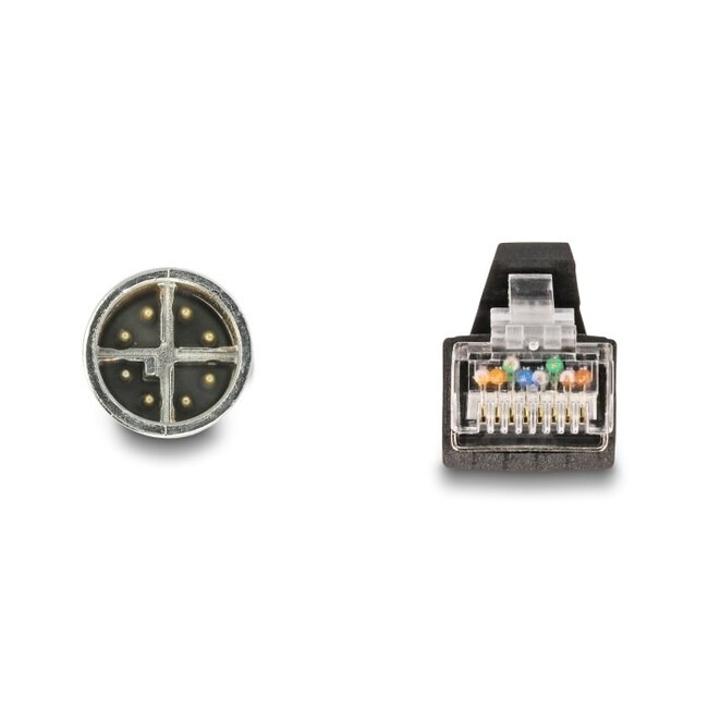 M12 8-pol X-codiert (m) - RJ45 (m) Industrie Netzwerkkabel | CAT6a | PUR | 1 Meter