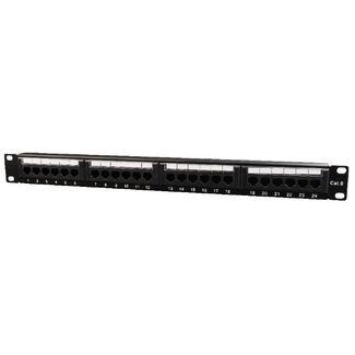 Goobay 19 Zoll Patchpanel | 24x RJ45 | CAT6 | UTP | 1U | Schwarz