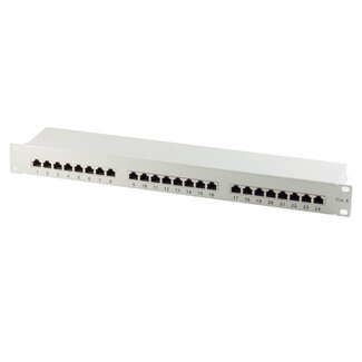 Goobay 19 Zoll Patchpanel | 24x RJ45 | CAT6 | STP | 1U | Grau