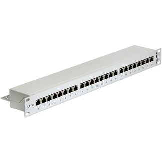 DeLOCK Delock 19 Zoll Patchpanel | 24x RJ45 | CAT6 | STP | 1U | Grau