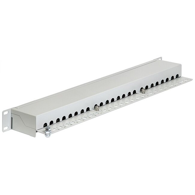 Delock 19 Zoll Patchpanel | 24x RJ45 | CAT6 | STP | 1U | Grau