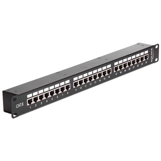 DeLOCK Delock 19 Zoll Patchpanel | 24x RJ45 | CAT6 | STP | 1U | Schwarz