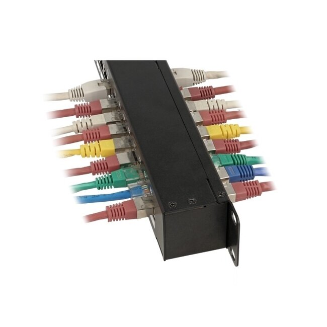 Delock 19 Zoll Patchpanel | 24x RJ45 | CAT6 | STP | 1U | Schwarz