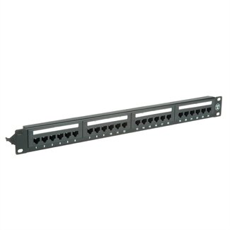 Value 19 Zoll Patchpanel | 24x RJ45 | CAT6a | UTP | 1U | Schwarz