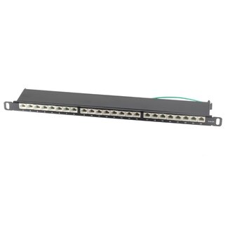 S-Impuls 19 Zoll Patchpanel | 24x RJ45 | CAT6a | STP | 0,5U | Schwarz