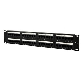 Cablexpert 19 Zoll Patchpanel | 48x RJ45 | CAT6 | UTP | 2U | Schwarz