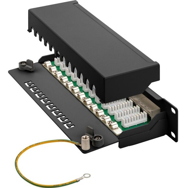 10 Zoll Patchpanel | 12x RJ45 | CAT6 | STP | 1U | Schwarz