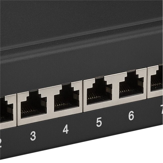 10 Zoll Patchpanel | 12x RJ45 | CAT6 | STP | 1U | Schwarz
