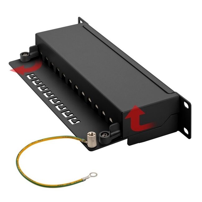 10 Zoll Patchpanel | 12x RJ45 | CAT6 | STP | 1U | Schwarz