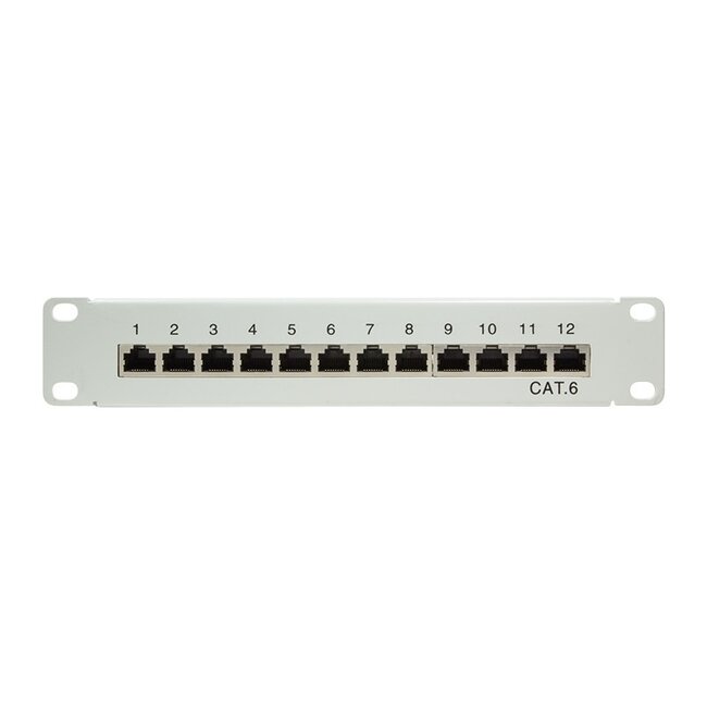 10 Zoll Patchpanel | 12x RJ45 | CAT6 | STP | 1U | Grau