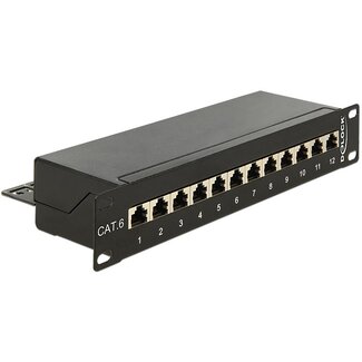 DeLOCK Delock 10 Zoll Patchpanel | 12x RJ45 | CAT6 | STP | 1U | Schwarz