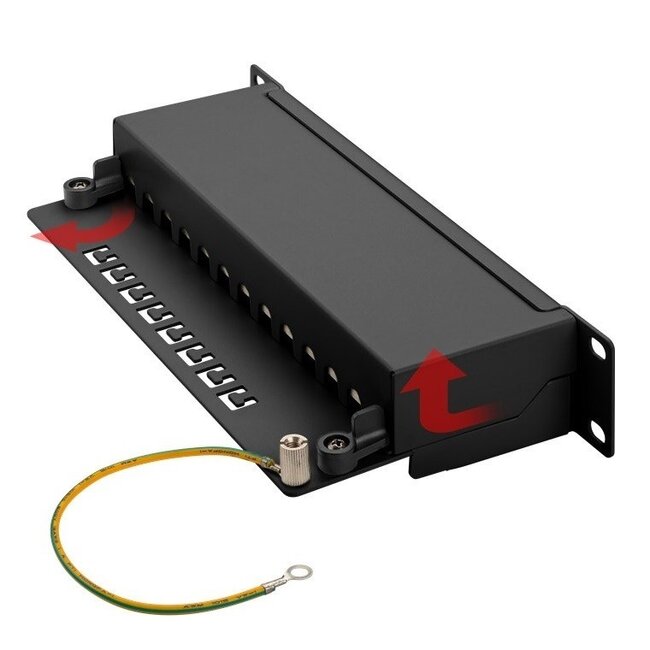 10 Zoll Patchpanel | 12x RJ45 | CAT6a | STP | 1U | Schwarz