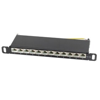 S-Impuls 10 Zoll Patchpanel | 12x RJ45 | CAT6a | STP | 0,5U | Schwarz