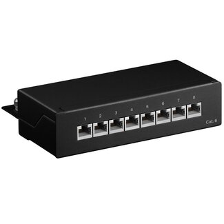 Goobay CAT6 Gigabit Desktop Patchpanel 1U mit 8 Ports - geschirmt / schwarz