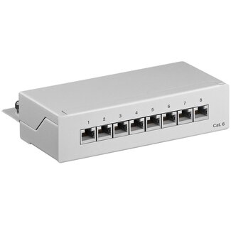 Goobay CAT6 Gigabit Desktop Patchpanel 1U mit 8 Ports - geschirmt / grau