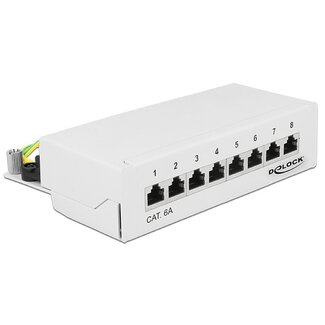 DeLOCK DeLOCK CAT6a Gigabit Desktop Patchpanel 1U mit 8 Ports - geschirmt / weiß