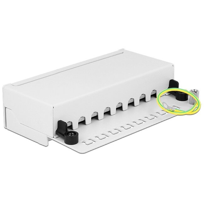 DeLOCK CAT6a Gigabit Desktop Patchpanel 1U mit 8 Ports - geschirmt / weiß