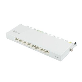 Good Connections CAT6a Gigabit Desktop Patchpanel 0,5U mit 8 Ports - geschirmt / grau