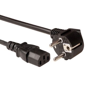 ACT C13 (gerade) - CEE 7/7 (winklig) LSZH Stromkabel - 3x 0,75mm² / Schwarz - 1,5 m