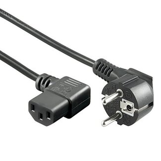 InLine C13 (winklig/rechts) - CEE 7/7 (winklig) Stromkabel - 3x 0,75mm² / Schwarz - 1 Meter