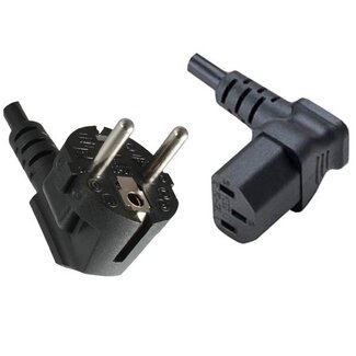 DINIC C13 (winklig/oben) - CEE 7/7 (winklig) Stromkabel - 3x1,00mm² / Schwarz - 5 Meter