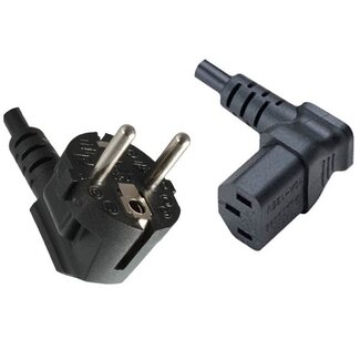 DINIC C13 (recht/unten) - CEE 7/7 (recht) Stromkabel - 3x 0,75mm² / Schwarz - 1,8 m