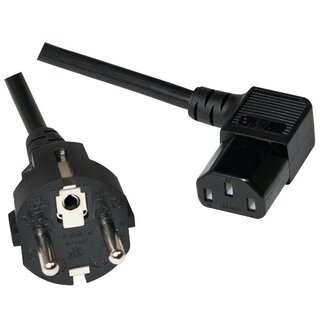 LogiLink C13 (rechtswinklig/links) - CEE 7/7 (gerade) Stromkabel - 3x1,00mm² / schwarz - 3 Meter