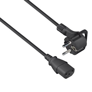 Transmedia C13 (gerade) - CEE 7/7 (flach/winklig) Stromkabel - 3x 0,75mm² / Schwarz - 1,5 m