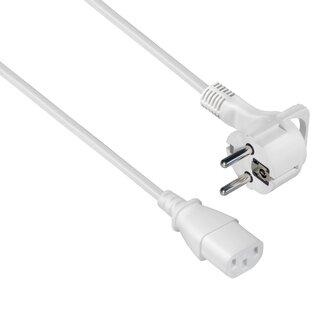 MaxTrack C13 (gerade) - CEE 7/7 (flach/winklig) Stromkabel - 3x1,00mm² / weiß - 2,5 m