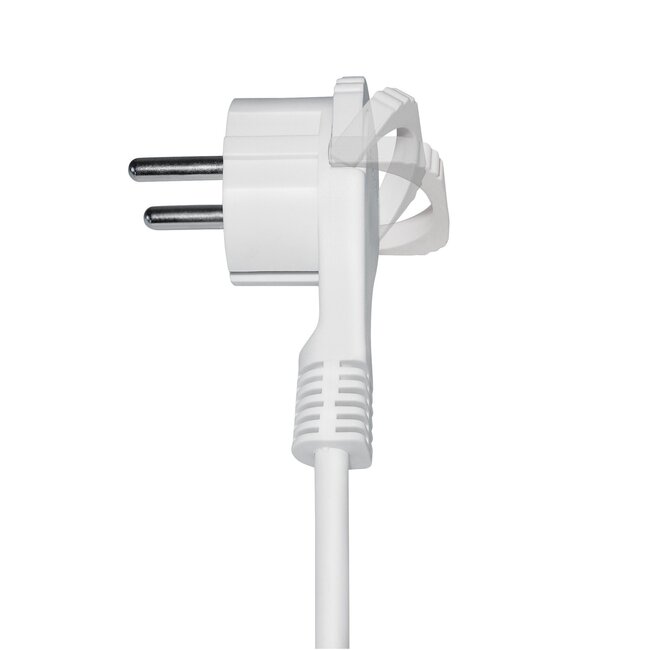 C13 (gerade) - CEE 7/7 (flach/winklig) Stromkabel - 3x1,00mm² / weiß - 2,5 m