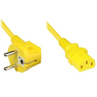 EECONN C13 (gerade) - CEE 7/7 (winklig) Stromkabel 3x0,75mm² Gelb 0,5m