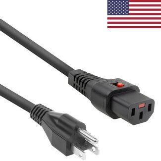 ACT C13 Stromkabel gerade mit IEC Lock - Typ B / USA (gerade) - SVT AWG18/3 schwarz - 2 Meter