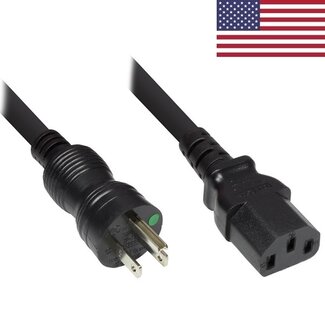 DINIC C13 (gerade) - Typ B / Amerika (gerade) medizinisches Netzkabel - SVT AWG18/3 / schwarz - 5 Meter