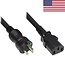 C13 (gerade) - Typ B / Amerika (gerade) medizinisches Netzkabel - SVT AWG18/3 / schwarz - 5 Meter