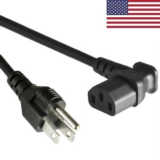 DINIC C13 (winklig/links) - Typ B / Amerika (gerade) Stromkabel - SVT AWG18/3 / schwarz - 1,8 Meter